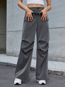 SHEIN EZwear Dark Gray Woven Women's Suit Trousers