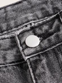 SHEIN MOD Women's Raw Hem Wide Leg Jeans - Light Grey - View 4