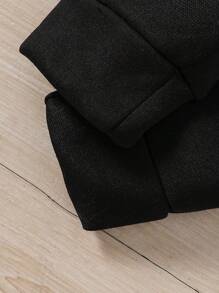 SHEIN 女孩2入組休閒運動服,拼色字母印花運動衫和運動褲,適合秋冬季節 - 黑色 - 查看 4