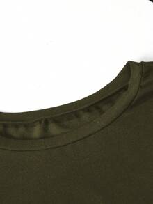 Calvaya Women's Plus Size English Letter Print Short Sleeve T-Shirt - Olive Green - View 4