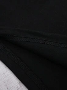 INAWLY Áo thun hở vai họa tiết lông vũ cỡ lớn cho nữ - màu đen - Xem 5