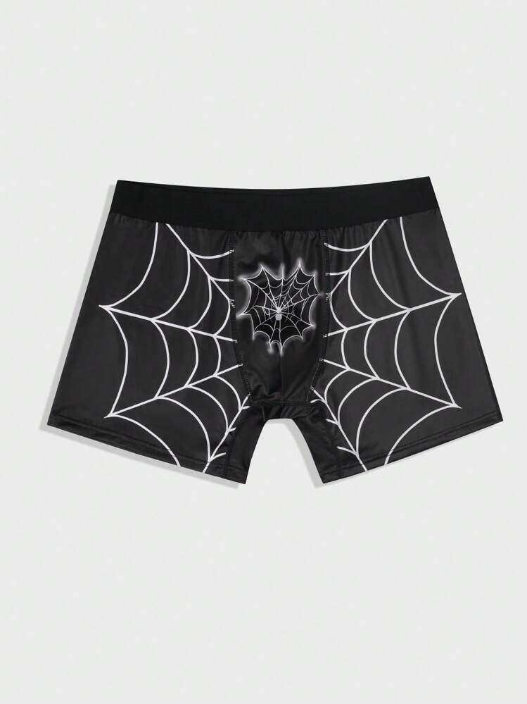 Boxer Briefs Con Patrón De Telaraña Para Hombres - Blanco y Negro - Añade 4