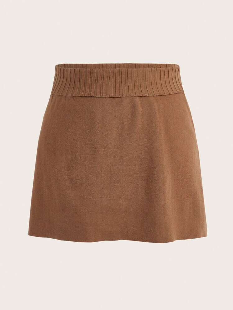 Plus Size Women's Solid Color Knitted Sweater Skirt