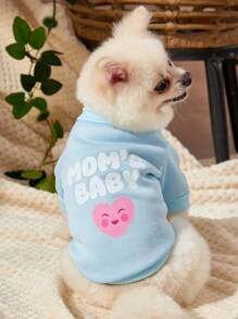 Debiesn Sudadera para mascotas 1 pieza sin gorro, estampada con patrón de corazones rosados y azules, para mantener caliente, vacaciones, amor, Día de San Valentín