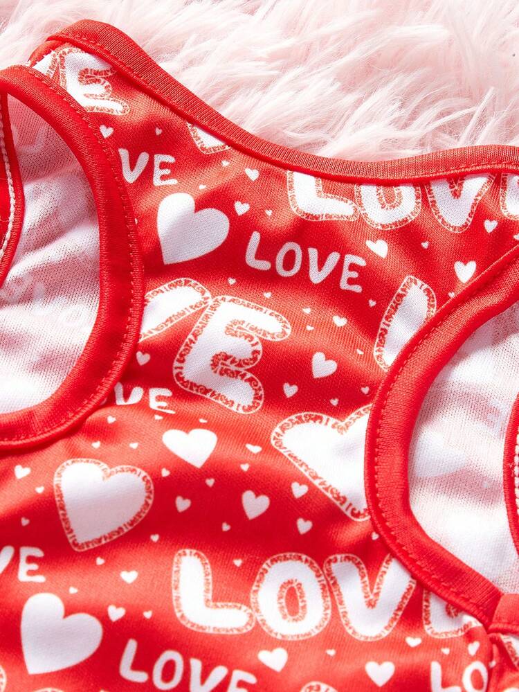 Valentine's Day Red Heart Patterned 'Love' Letter Printed Pet Vest For Cats And Dogs
