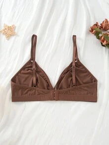 女士純色鏤空胸罩 - 咖啡棕 - 查看 6