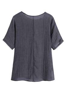 INAWLY Camiseta De Mujer Con Tajos Laterales Y Estampado De Diente De León - Gris - Ver 2