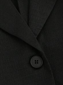 Sweetra 女裝長袖西裝外套,3d花裝飾 - 黑色 - 查看 3