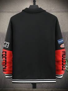 Manfinity Homme Loose Men's Letter Printed Turndown Collar Jacket - Multicolor - View 2