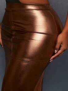Slaydiva Women's Pencil Skirt - Brown - View 4