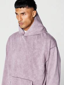 SUMWON Regular Fit Essential Premium Washed Overhead Hoodie - Dusty Purple - View 6