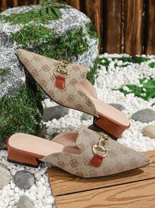 Fall/Winter Women'S Flat Slippers, Pointed Toe, Closed Toe, Half Slide Mules Shoes