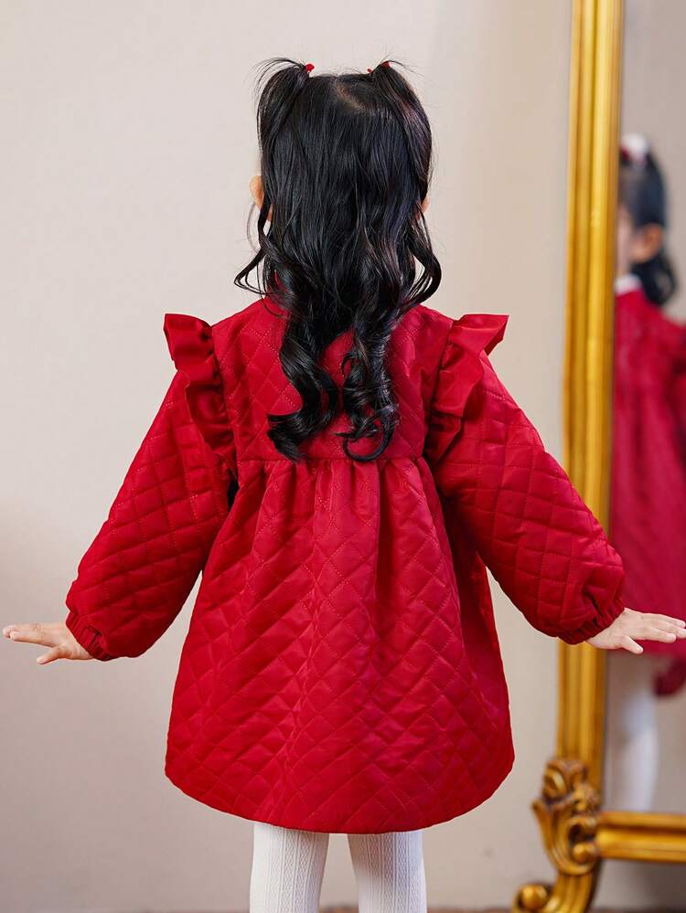 Girls' Chinese Traditional Dress With Embroidery Trim And Frog Button Closure