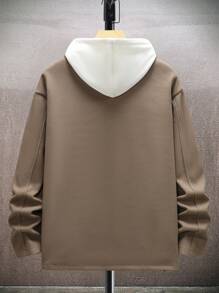 Manfinity Hypemode 男士翻盖口袋落肩袖夹克 - 咖啡棕 - 查看 6