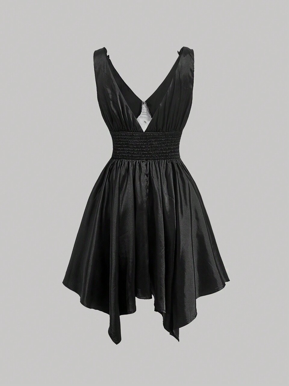 Button Decoration Lace Panel Dress