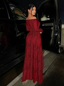 SHEIN SXY 女士露肩長袖裙 - 彩色 - 查看 3