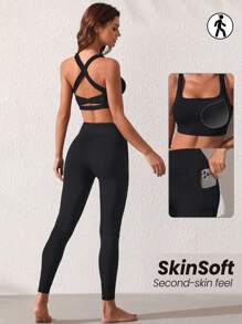Lifespree Women's Solid Color Slim Fit Sportswear Set - Black - View 1