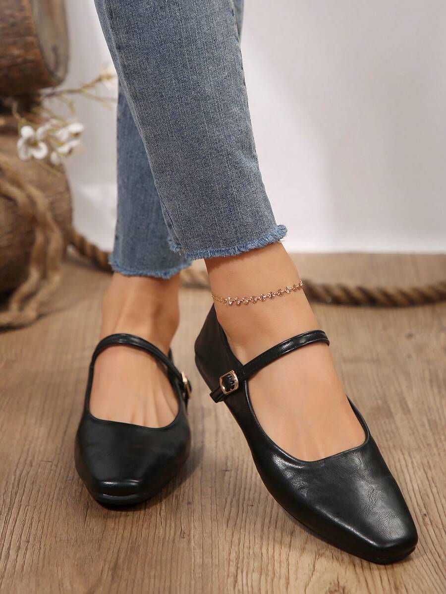 Vintage Style Mary Jane Shoes For Women, New Winter Korean Casual French Style Thick Heel