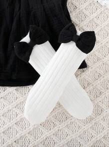 夏季寶寶女孩甜美拼色荷葉邊連襯袜裝 - 黑色 - 查看 3