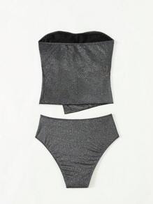 SHEIN Swim Women's Strapless Bikini Set - Black - View 2