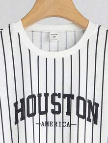 Con trai Lá thư & Mẫu sọc Thể thao Áo thun - trắng - Xem 4