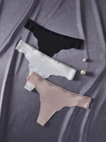 3pcs/Set Seamless Ice Silk Thong Underwear - Multicolor - View 3