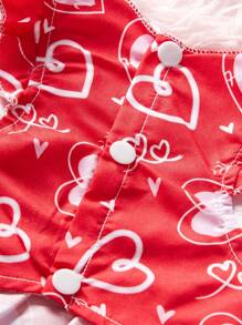 PETSIN 1入組情人節心形印花紅色寵物連衣裙，短袖帶帽，適用於狗和貓 - 彩色 - 查看 6