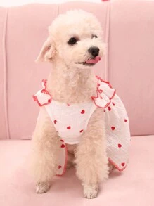 PETSIN Valentine's Day White Formal Dress, Red Heart Princess Dress And Red Bowknot Dog/Cat Apparel For Pet Dressing Up - Red and White - View 3