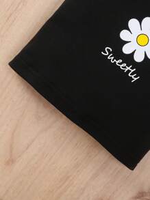 Baby Girl Holiday Style Cute Floral Printed Top And Loose Comfortable Elastic Waist Jeans Set - Multicolor - View 4