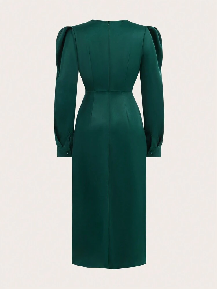 Elegant Ruffle Asymmetric Hem Party Dress For Date