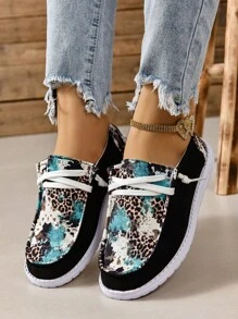 Women's Print Canvas Slip-On Running And Casual Shoes With Breathable Design - Multicolor - View 4