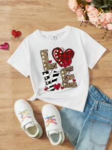 SHEIN Leap Crew Tween Girls' Casual Minimalist Round Neck Short Sleeve T-Shirt Suitable For Summer - White - View 1