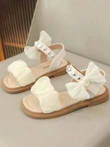 Kids' Fashionable Comfortable Flat Sandals With Strap For Girls - Beige - View 2