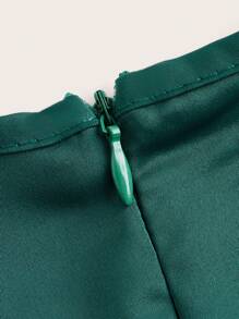 SHEIN Privé Elegant Ruffle Asymmetric Hem Party Dress For Date - Dark Green - View 4