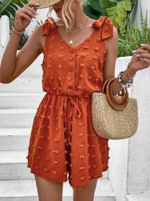 Breezaya Women'S Sleeveless Jumpsuit With Shoulder Knot - Orange - View 1