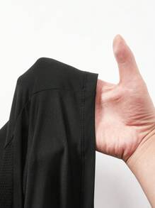 SHEIN Daily&Casual 女款純色抽繩連帽運動衛衣 - 黑色 - 查看 8