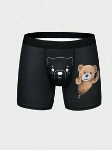 Men'S Boxer Briefs With Bear Print - Khaki - View 1