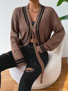 Zolique Ladies' Striped Maillard Cable Cardigan