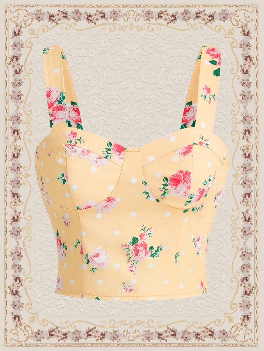 SHEIN DECDS 女性花卉印花背心 - 黃色 - 查看 1