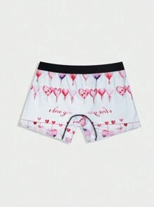 Men'S Heart & Letter Print Boxer Shorts