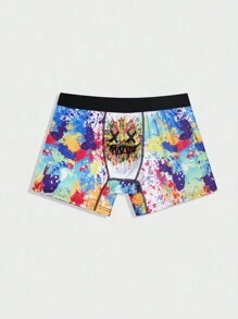 Men'S Ink Splash Cartoon Print Boxer Shorts - Multicolor - View 3