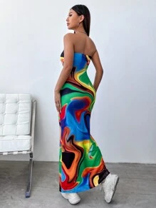 SHEIN Unity 綁染無肩帶連衣裙 - 彩色 - 查看 2