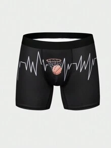 Men'S Basketball Printed Square Leg Underwear - Black - View 1