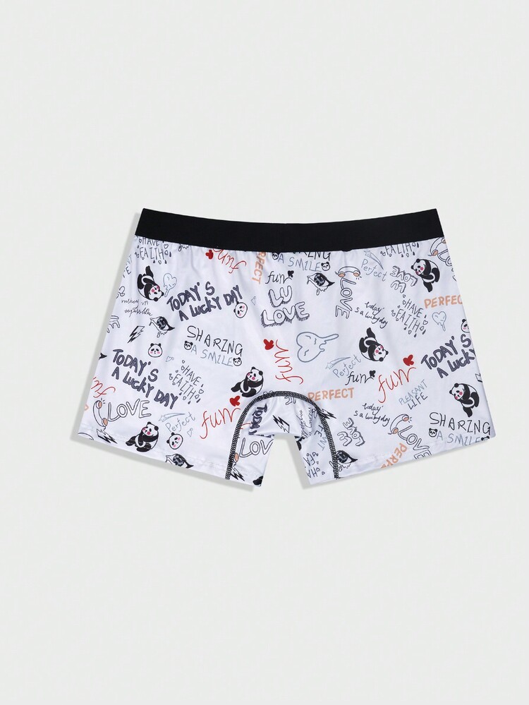 Men's Letter & Teddy Boxer Shorts - White - View 2