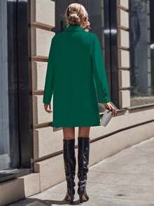 SHEIN LUNE Women's Single-Breasted Woolen Coat With Long Sleeves - Green - View 2