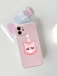 Ailko Floral Wreath & Cat Pattern Pink Painted Protective Phone Case, Compatible With Iphone12 13 14 Series And Other Models - Multicolor - View 3