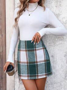 Chiquease 高腰格紋裙 - 彩色 - 查看 6