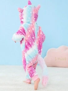 SHEIN 女婴法兰绒独角兽图案，饰有星空图案 - 彩色 - 查看 2