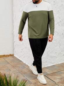 GENTILAND 大碼男士拼色針織休閒拼布t恤 - 彩色 - 查看 5