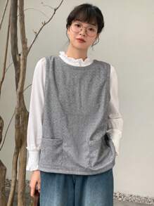 FRIFUL 女士鈕扣收口後背馬甲 - 灰色 - 查看 4